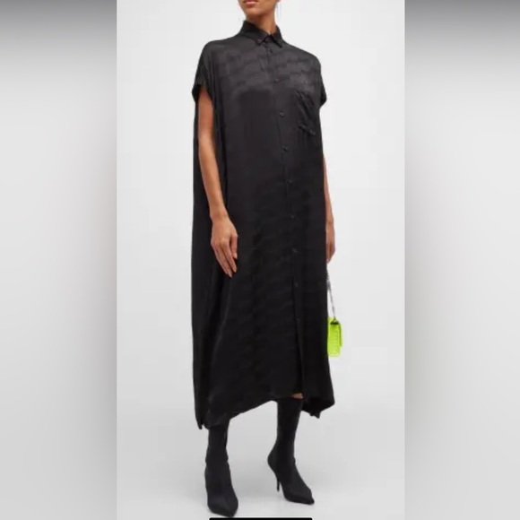 Balenciaga Dresses & Skirts - Balenciaga Jacquard Logo Button-Front Shirtdress